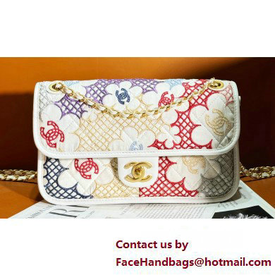 Chanel Lace Patchwork & Gold-Tone Metal Flap Bag AS4773 White & Multicolor 2025 - Click Image to Close